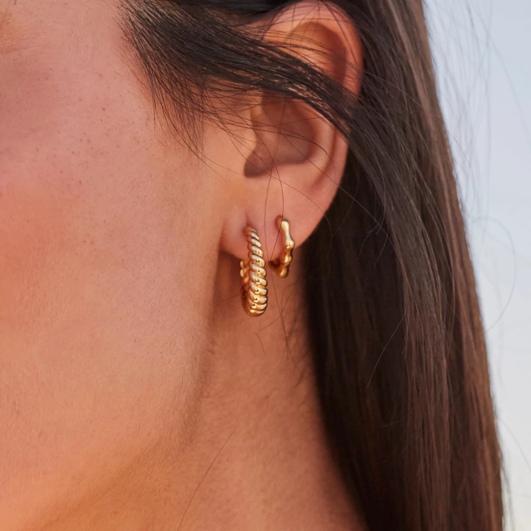 Gold Molten Huggie Hoop Earrings