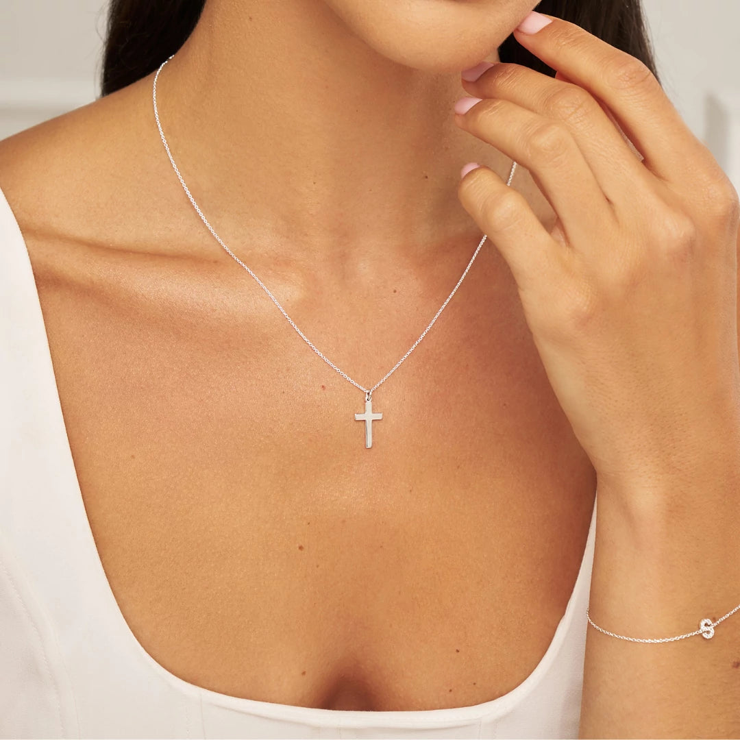 Silver Thread-through Cross Necklace