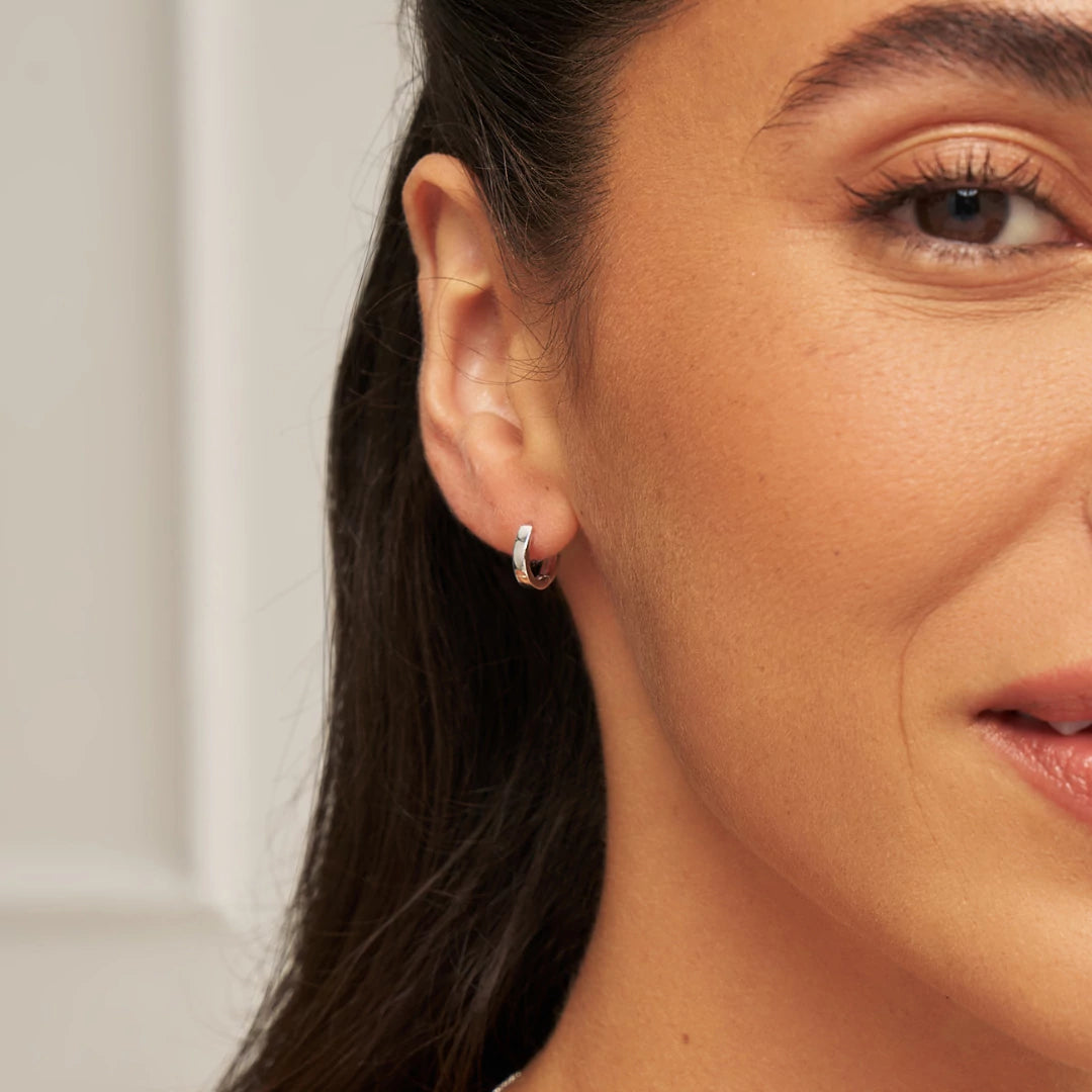 Silver Plain Huggie Hoop Earrings