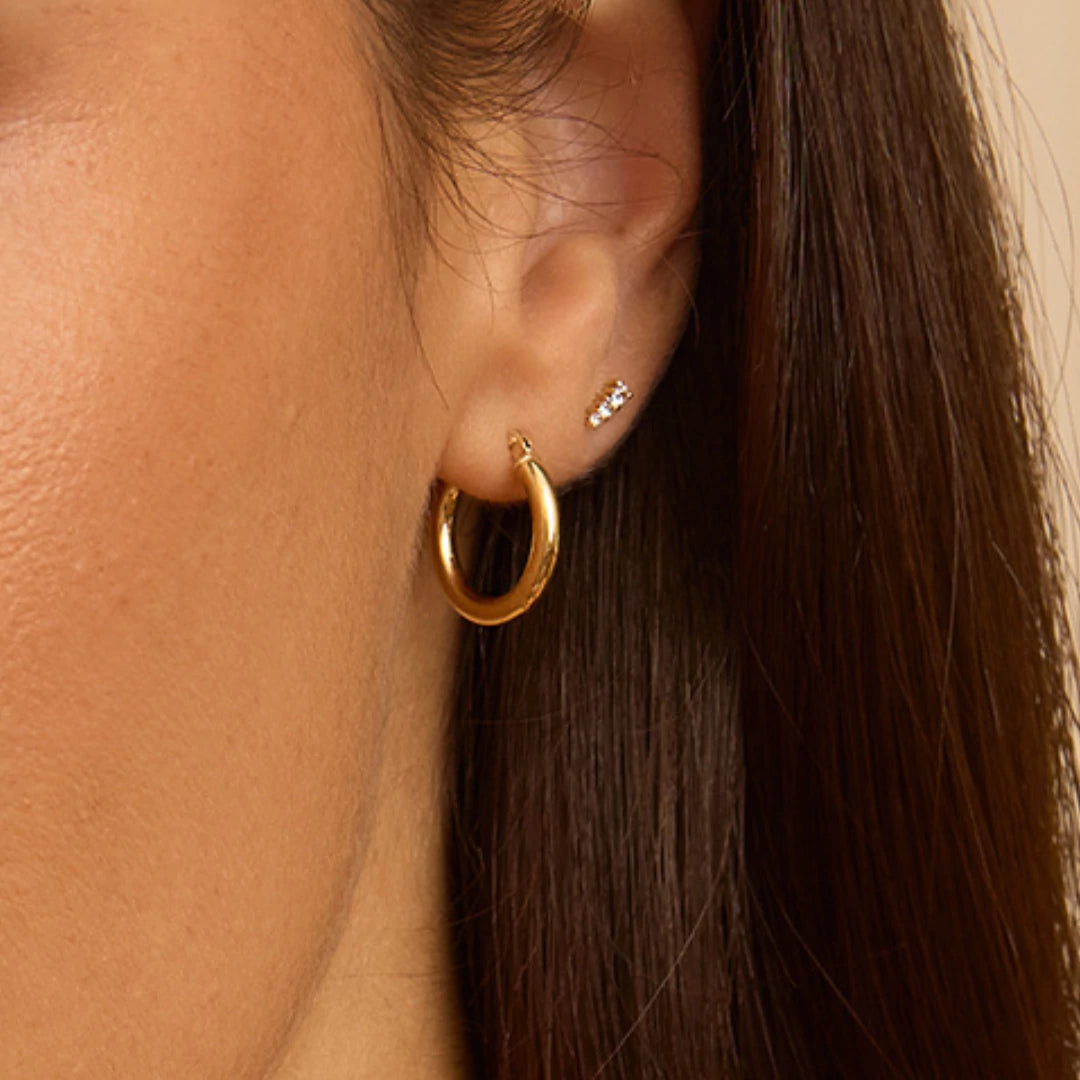 Solid Gold Small Rounded Hoop Earrings