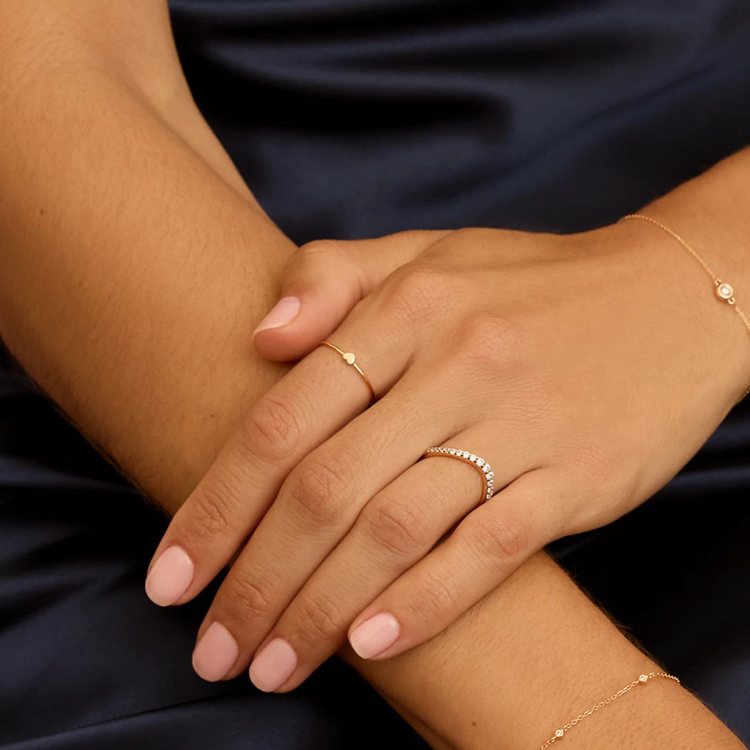 Gold Diamond Style Curve Ring
