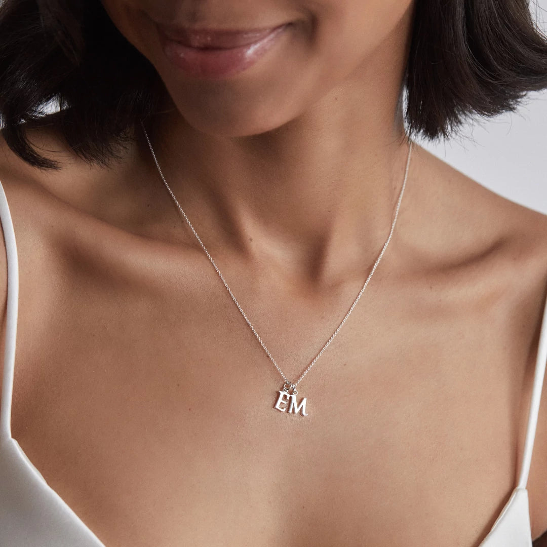 Silver Curve Initial Letter Necklace
