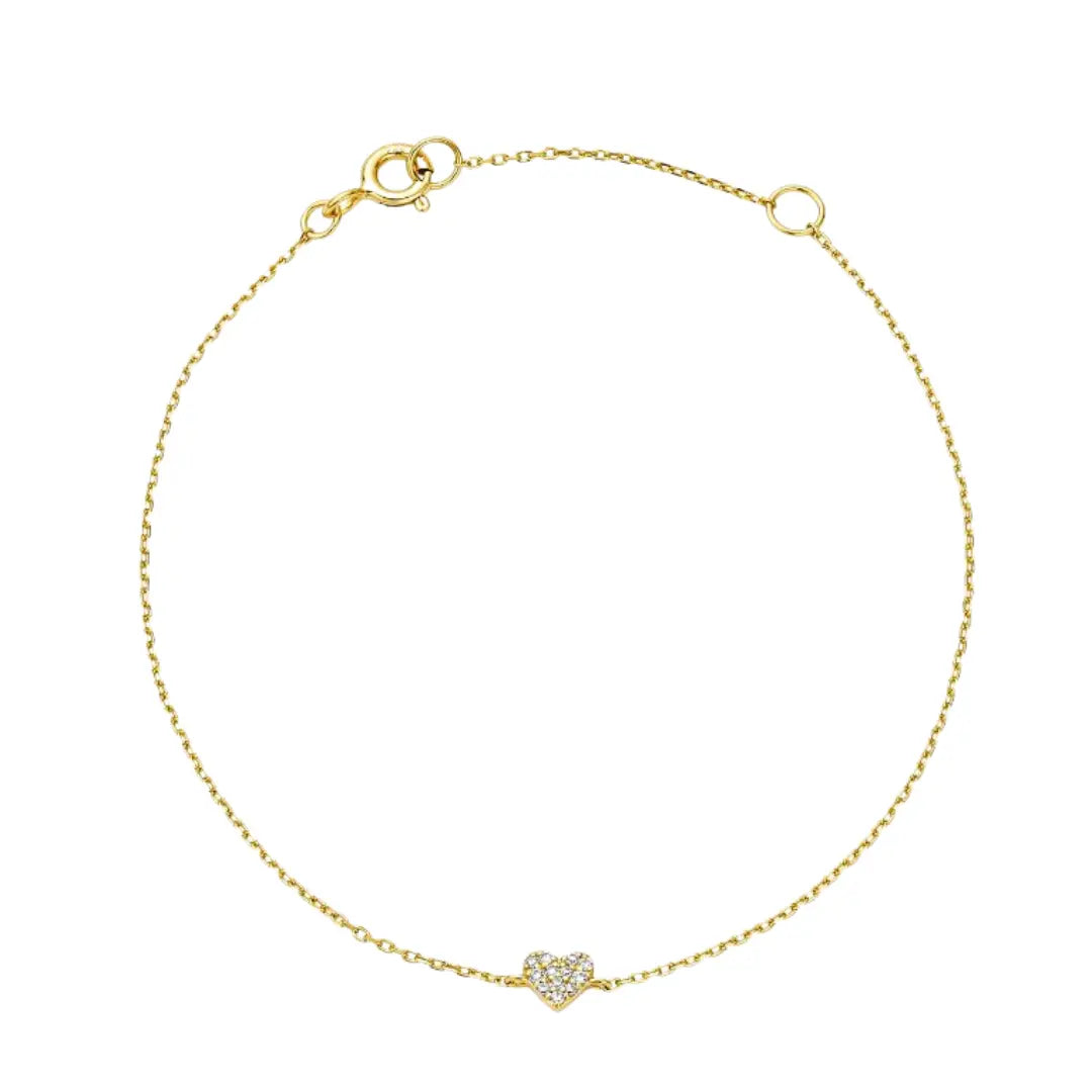 Gold Diamond Style Cluster Heart Bracelet