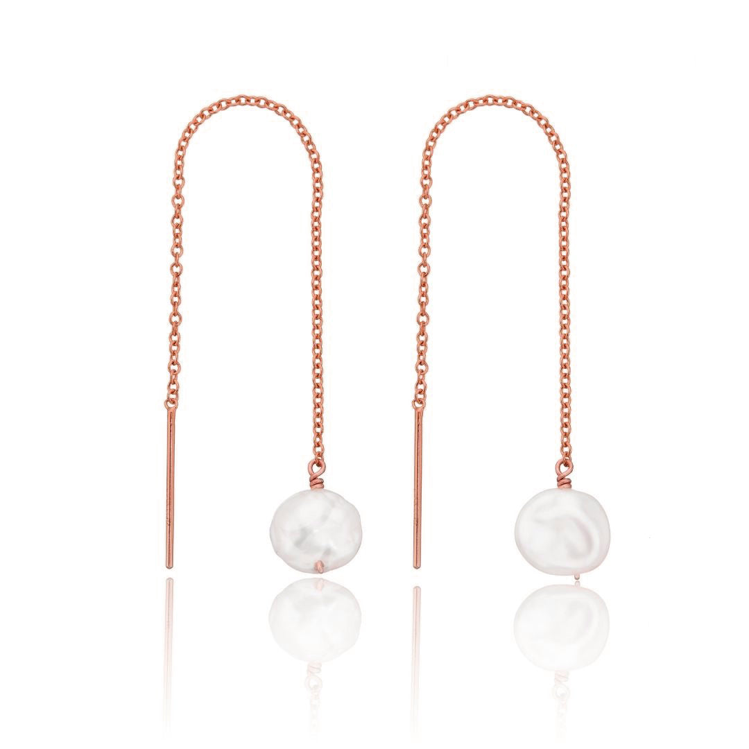 Rose Gold Baroque Pearl Ear Threaders