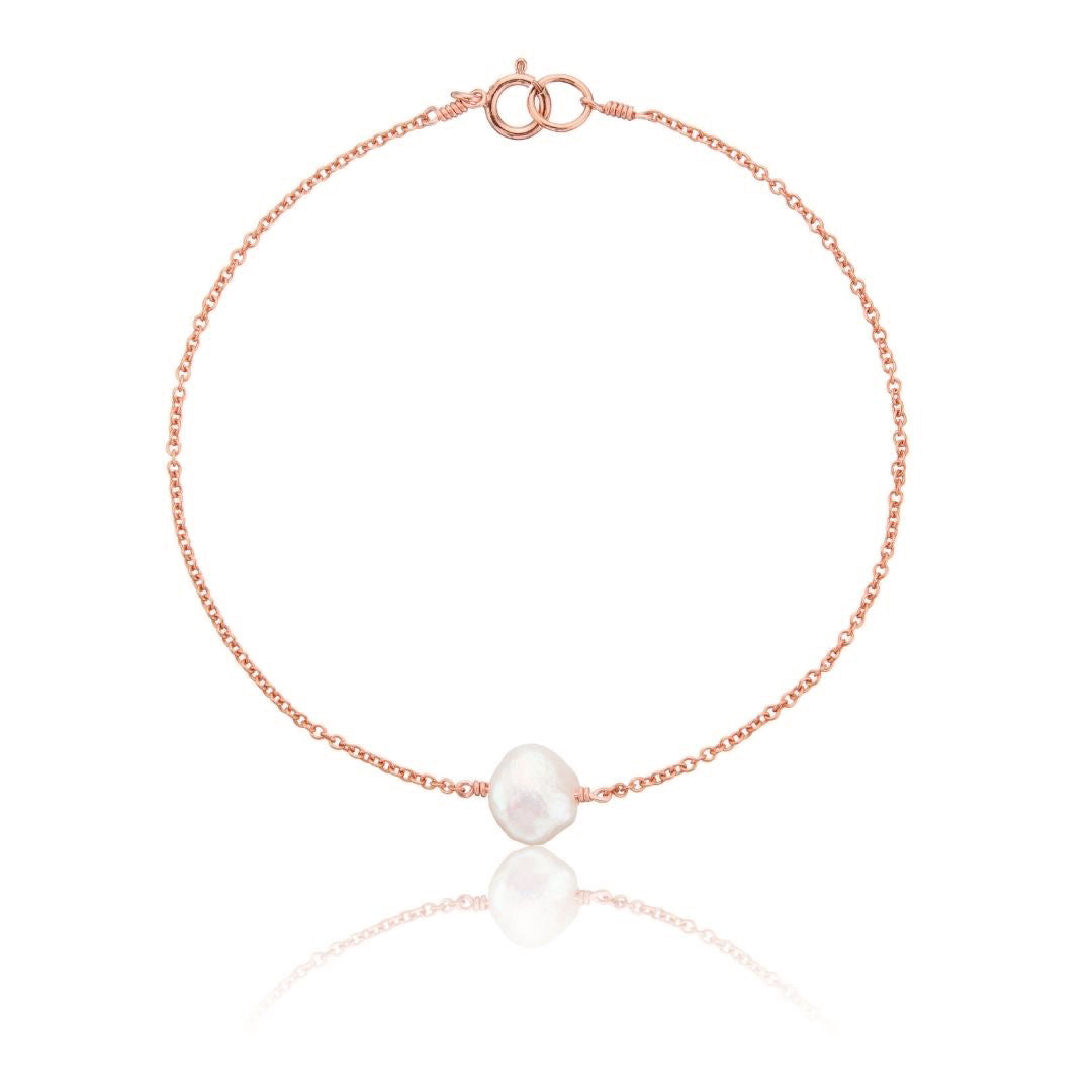 Rose Gold Single Baroque Pearl Bracelet