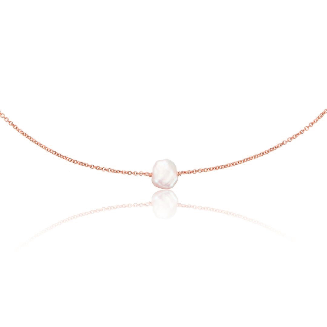 Rose Gold Single Baroque Pearl Choker