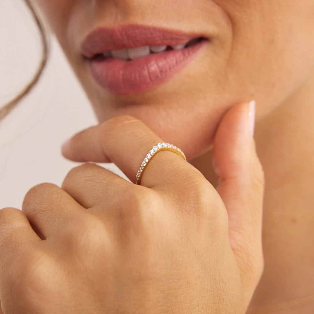 Gold Diamond Style Curve Ring