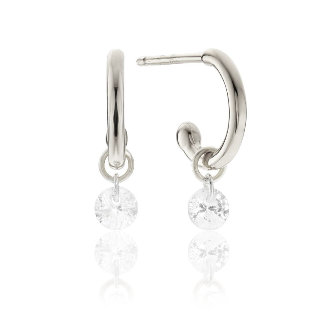 Silver Diamond Style Drop Earrings