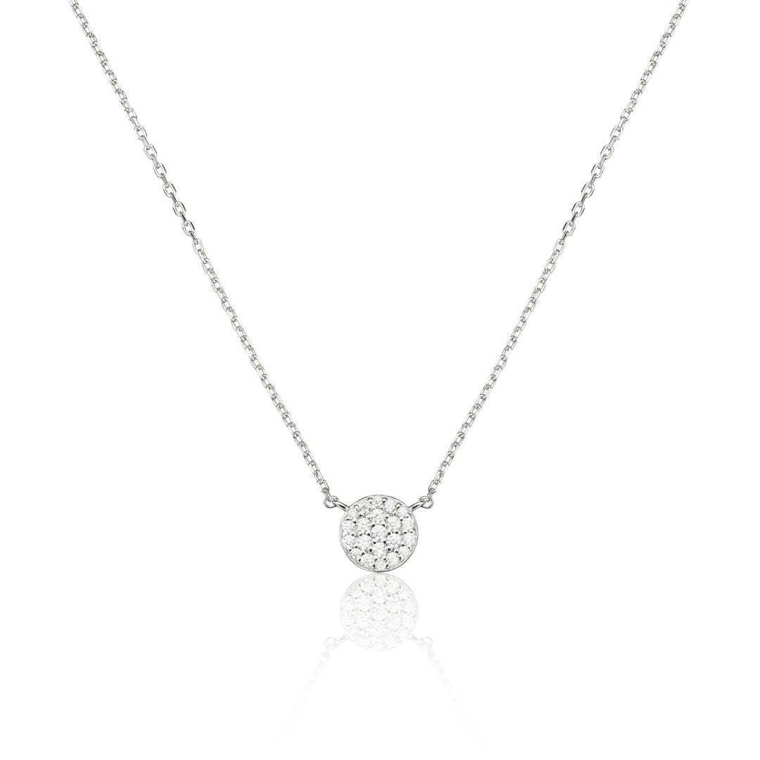 Silver Diamond Style Cluster Circle Necklace