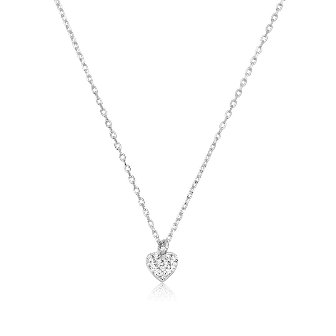 Silver Diamond Style Cluster Heart Necklace