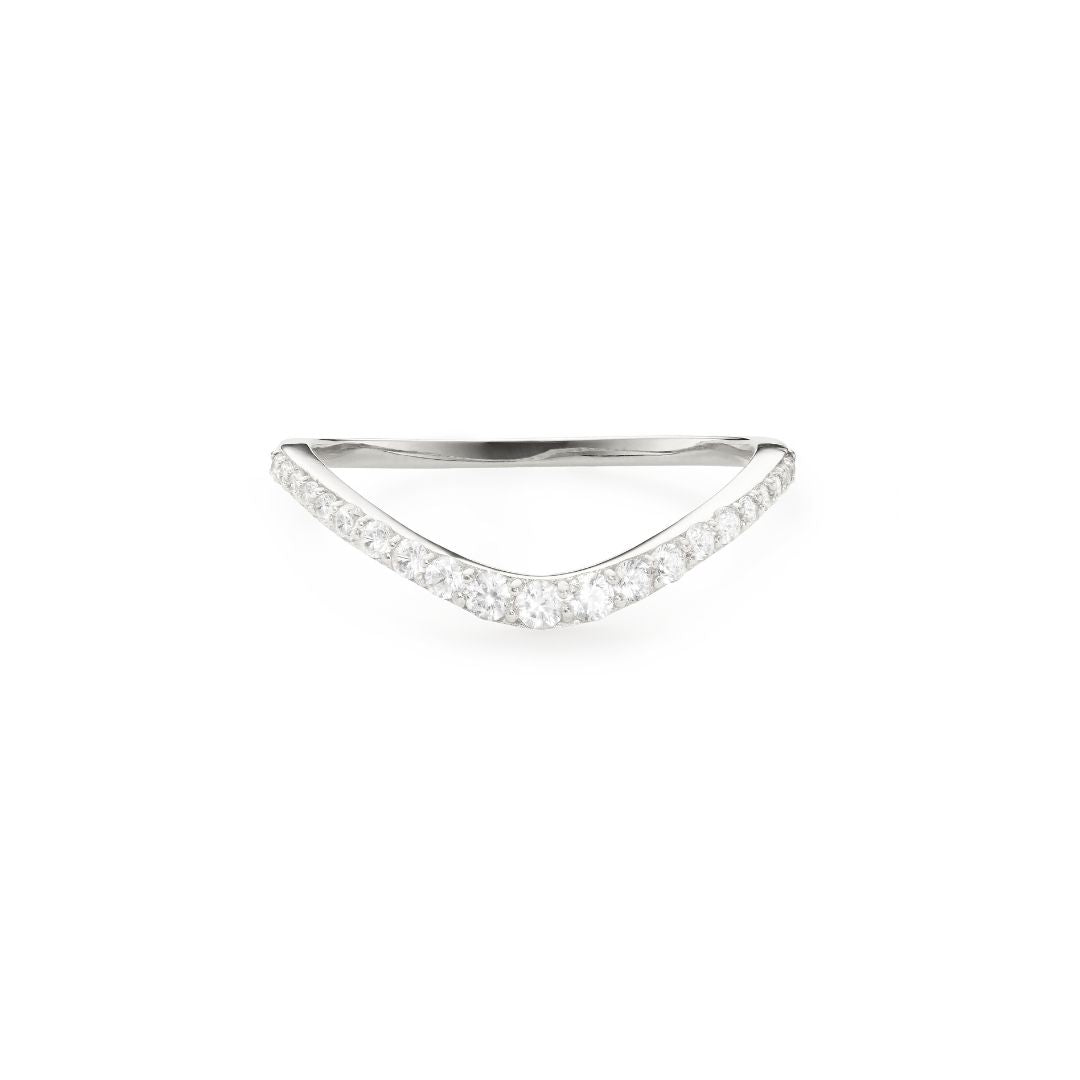 Silver Diamond Style Curve Ring