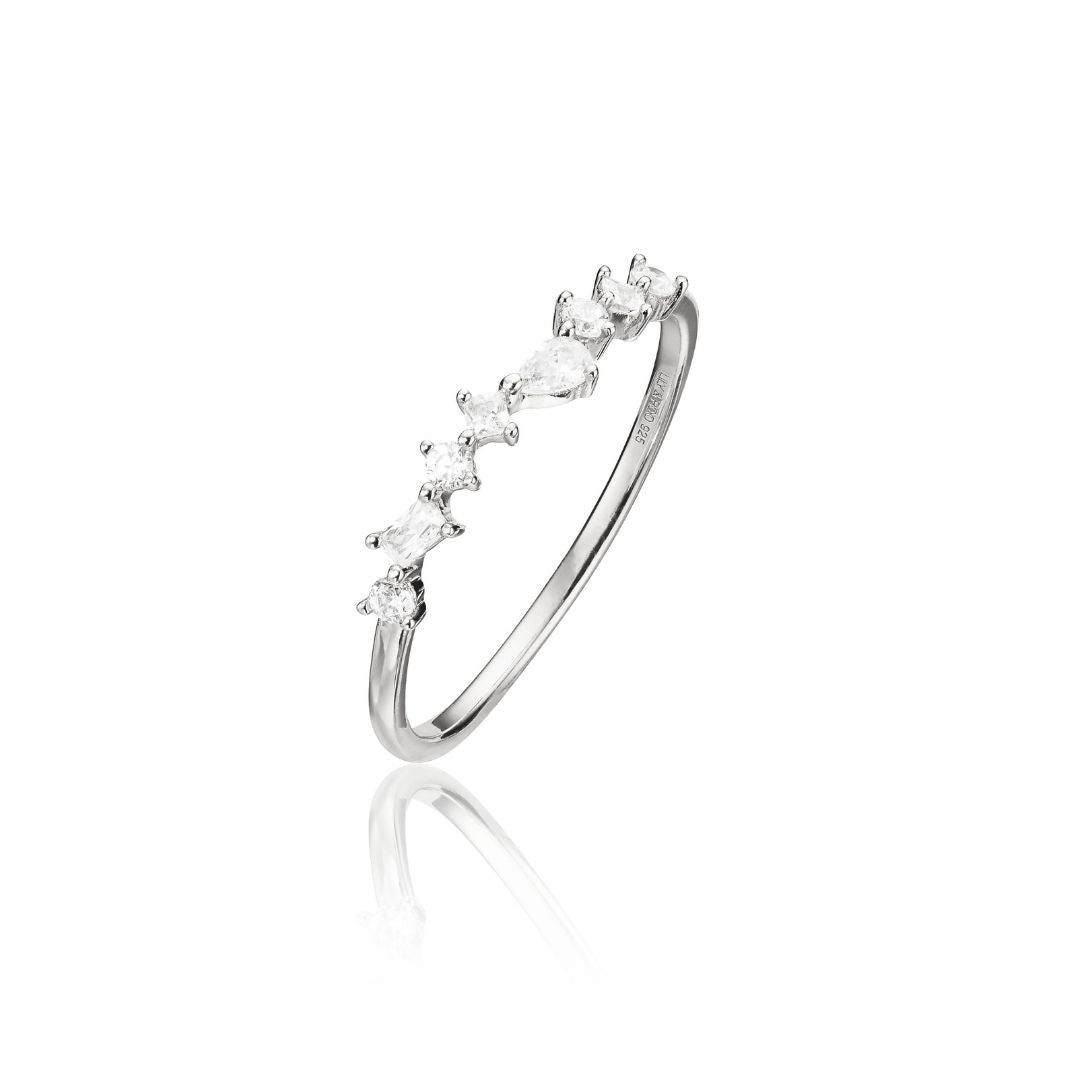 Silver Diamond Style Mixed Cluster Ring