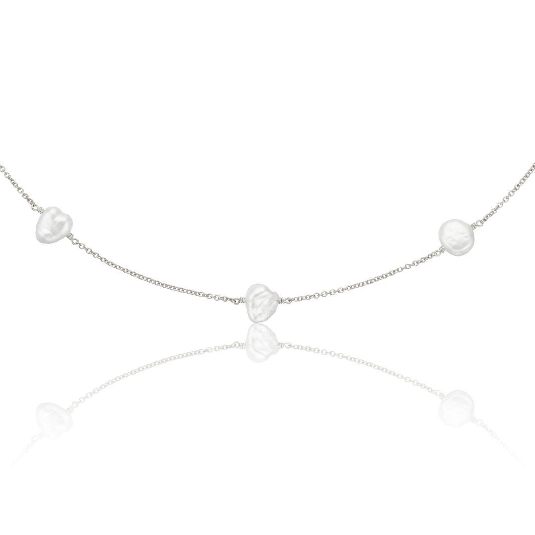 Silver Five Baroque Pearl Choker