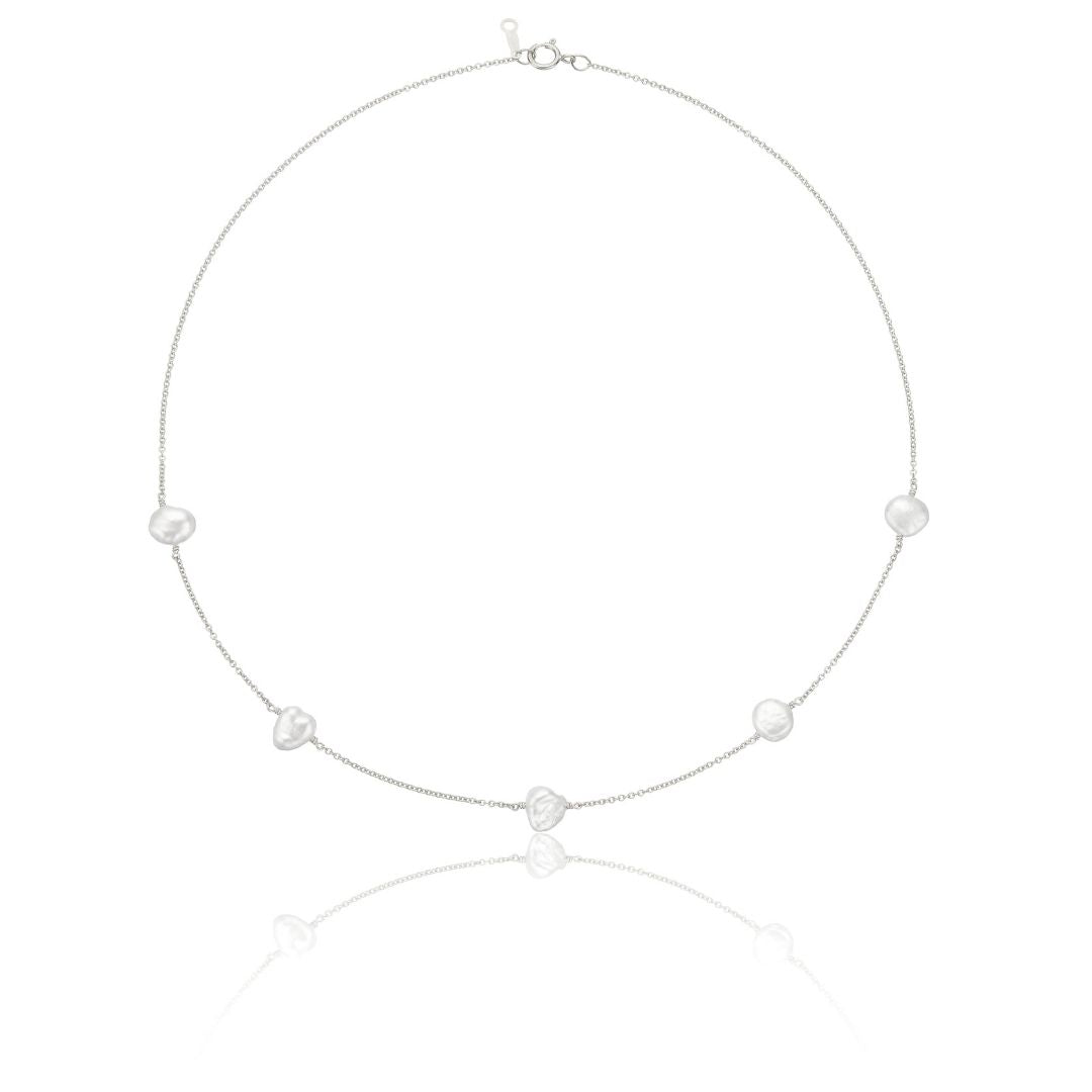 Silver Five Baroque Pearl Choker