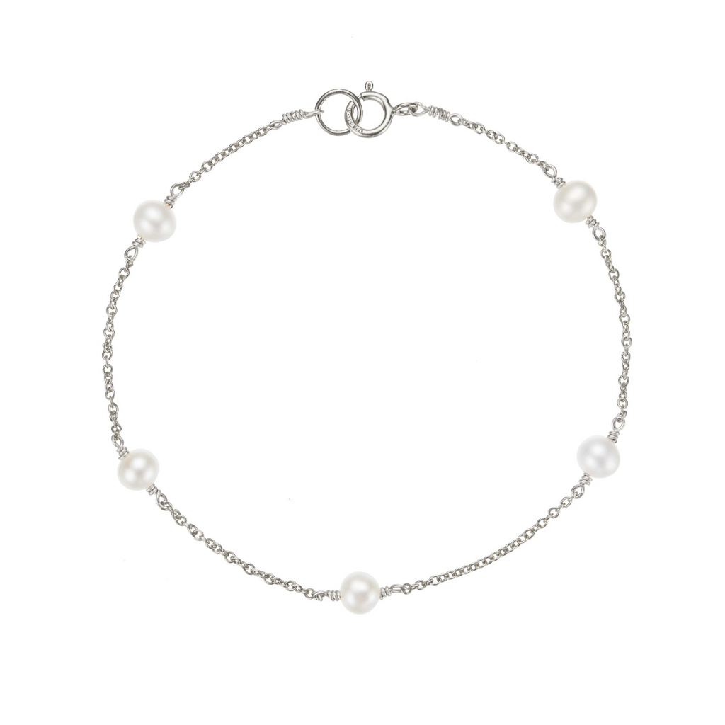LILY & ROO Silver Five Pearl Bracelet