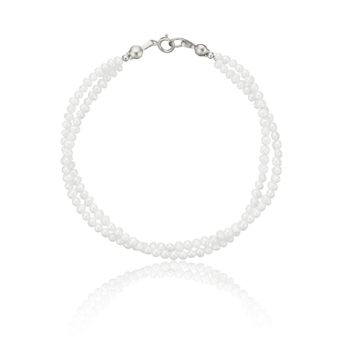 Silver Layered Small Pearl Bracelet