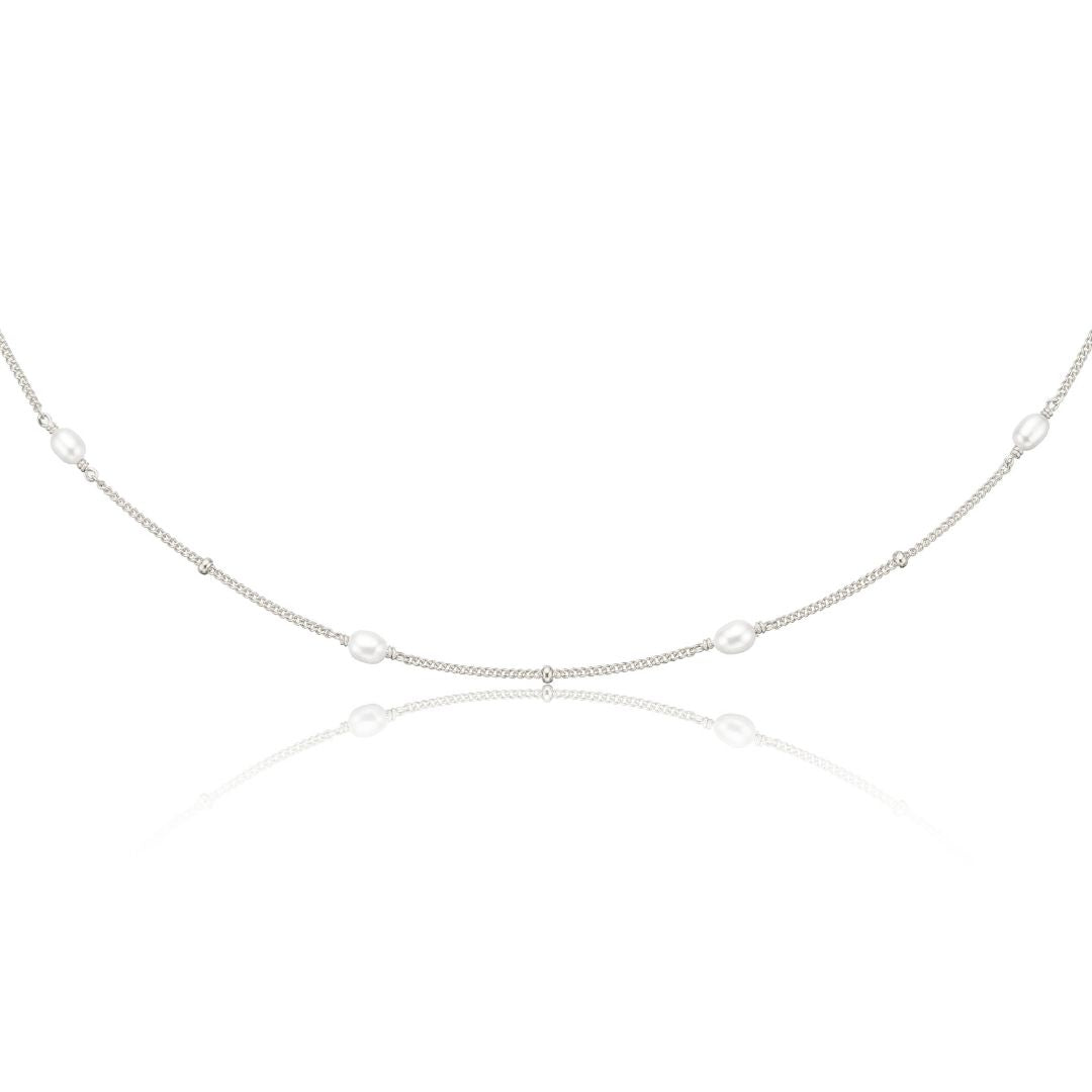 Silver Seed Pearl Satellite Choker