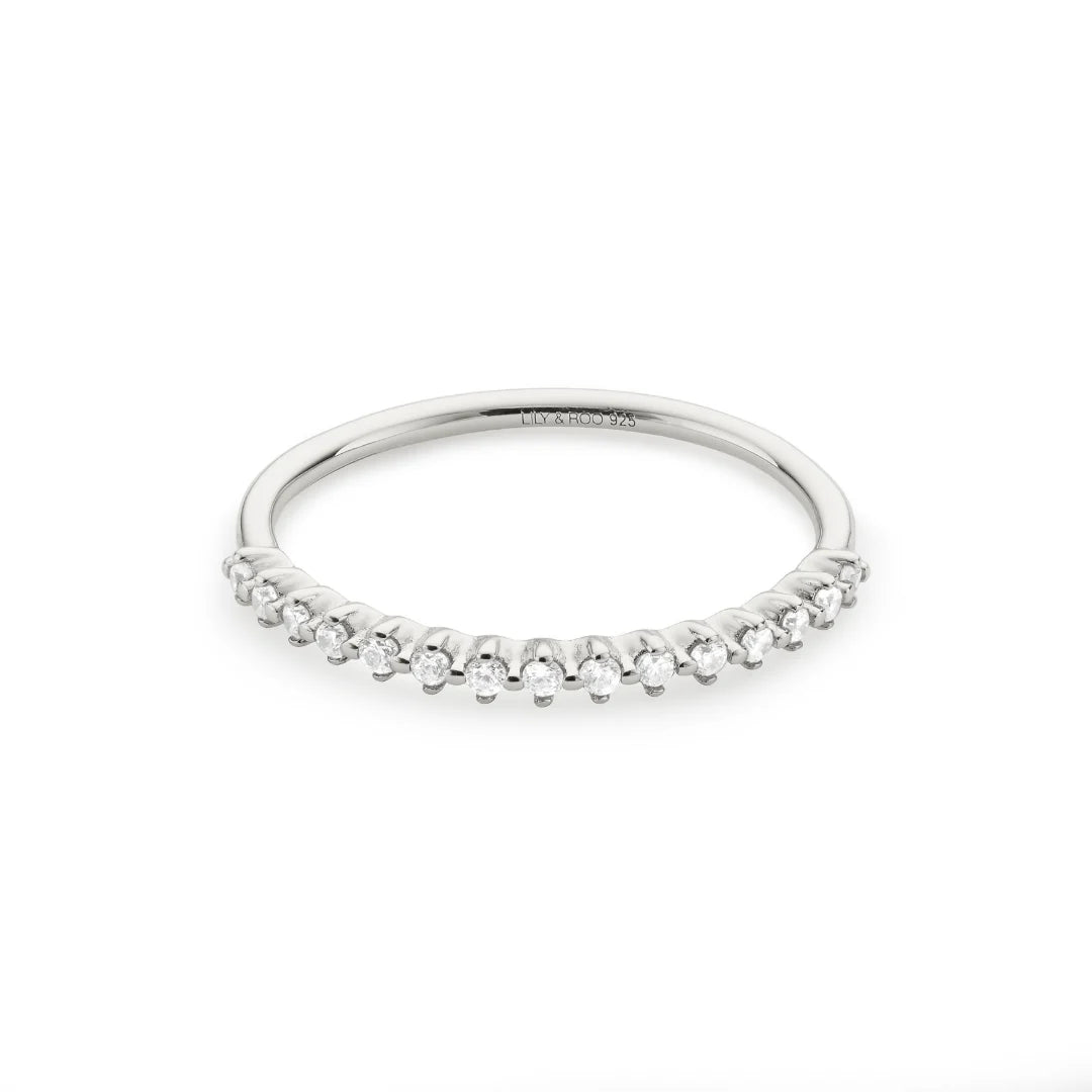 Silver Brilliant Diamond Style Half Eternity Ring