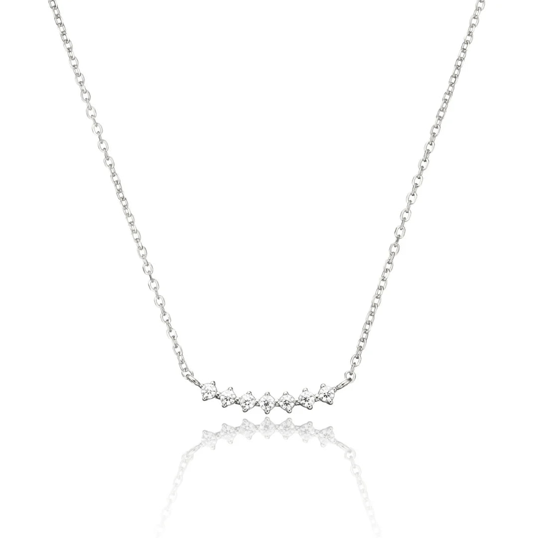 Silver Diamond Style Curve Necklace
