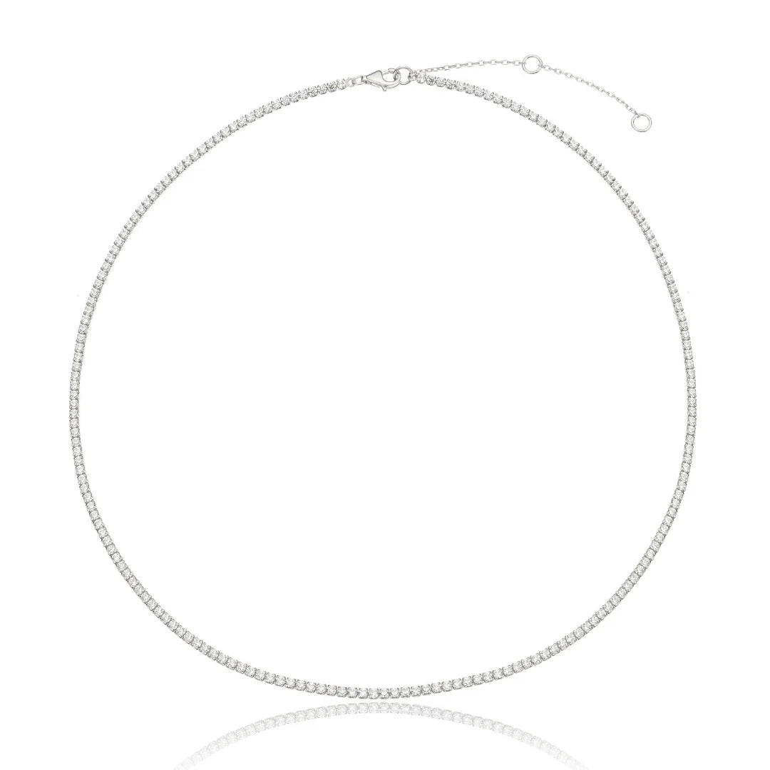Silver Diamond Style Tennis Necklace
