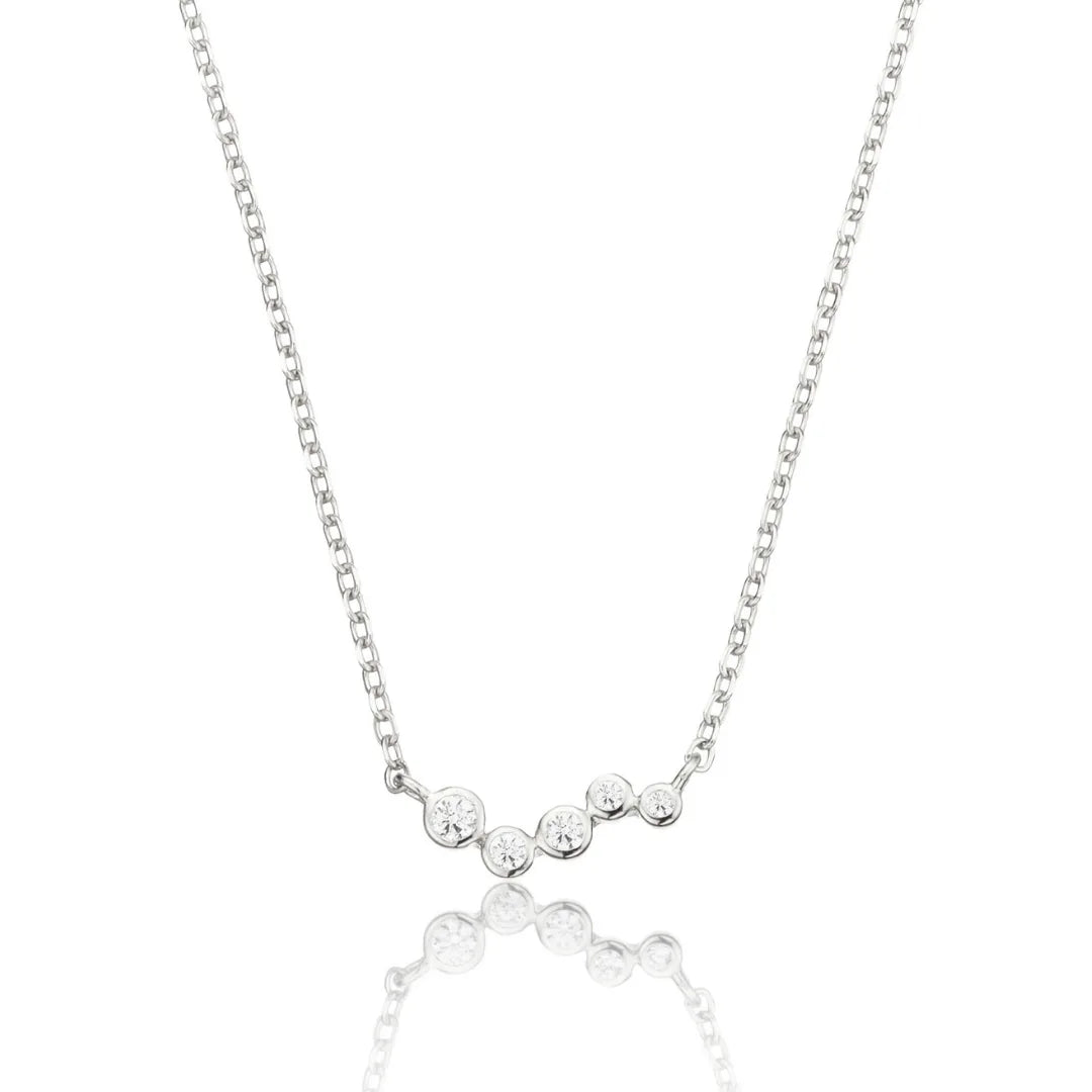 Silver Diamond Style Wave Necklace