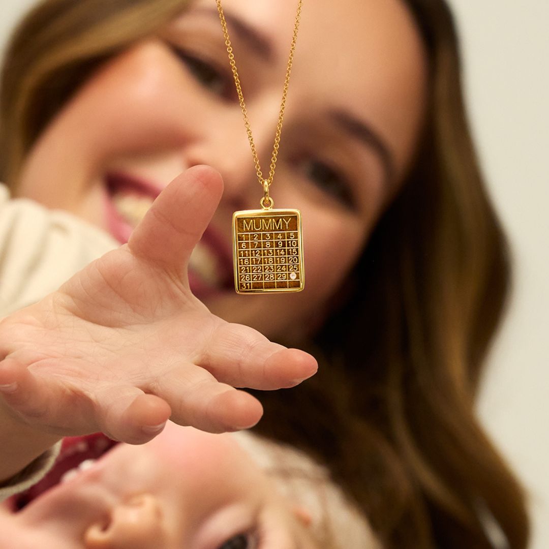 Gold Personalised Family Calendar Necklace