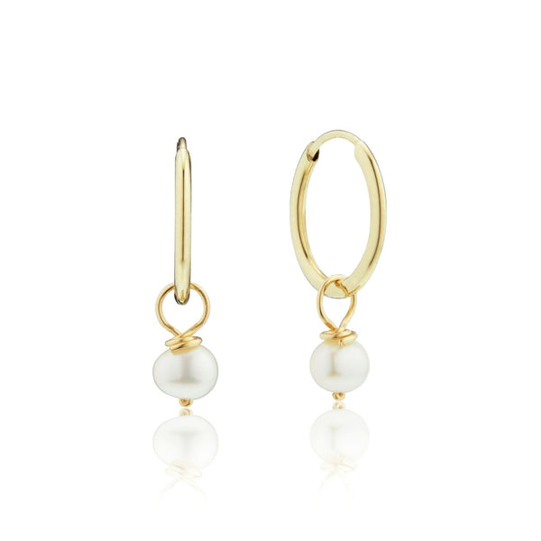 Little Pearl Hoop Earrings  (261 / W / GOLD)