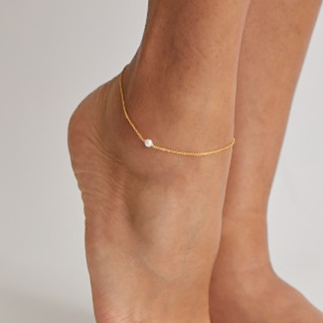 Silver Small Pearl Anklet