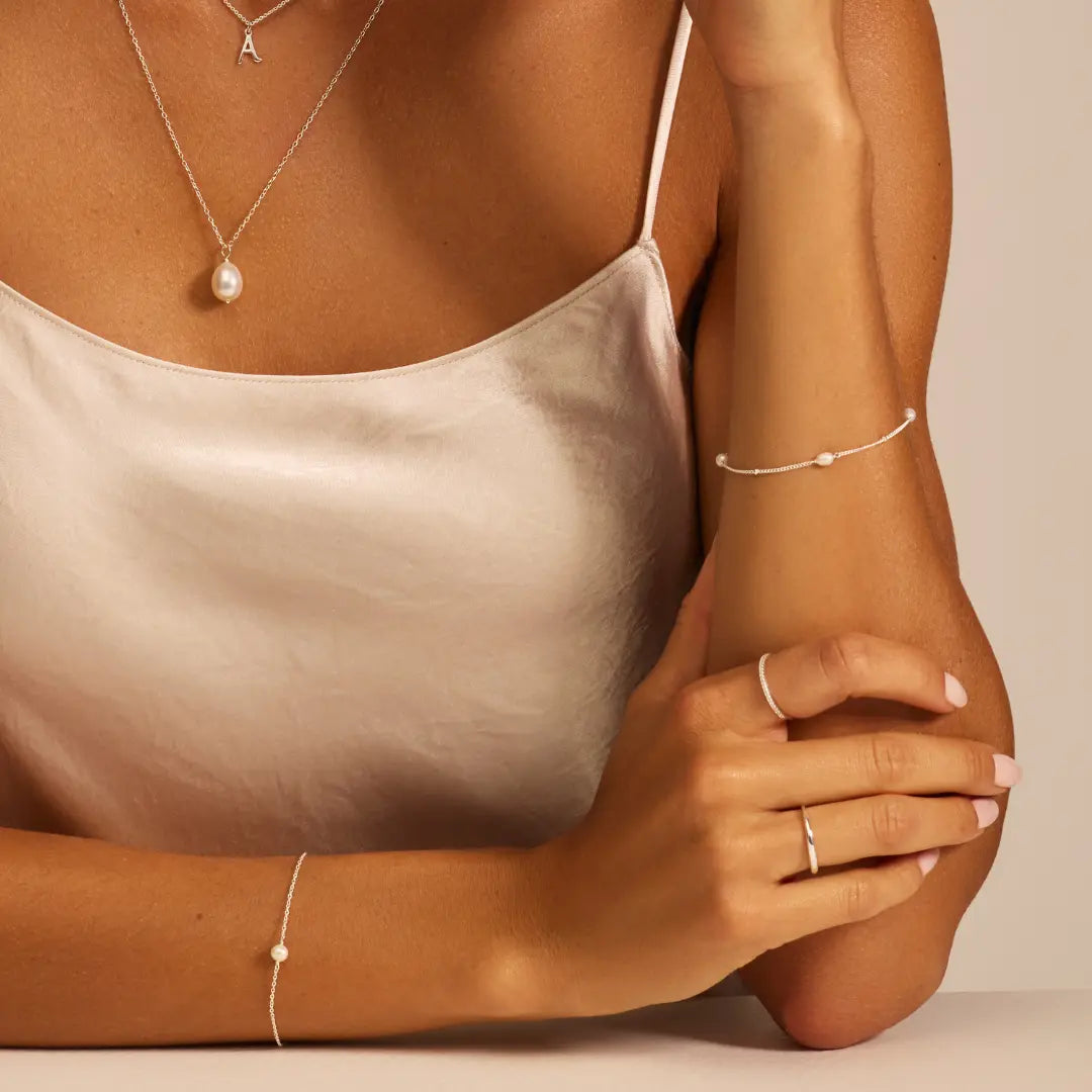 Silver Seed Pearl Satellite Bracelet