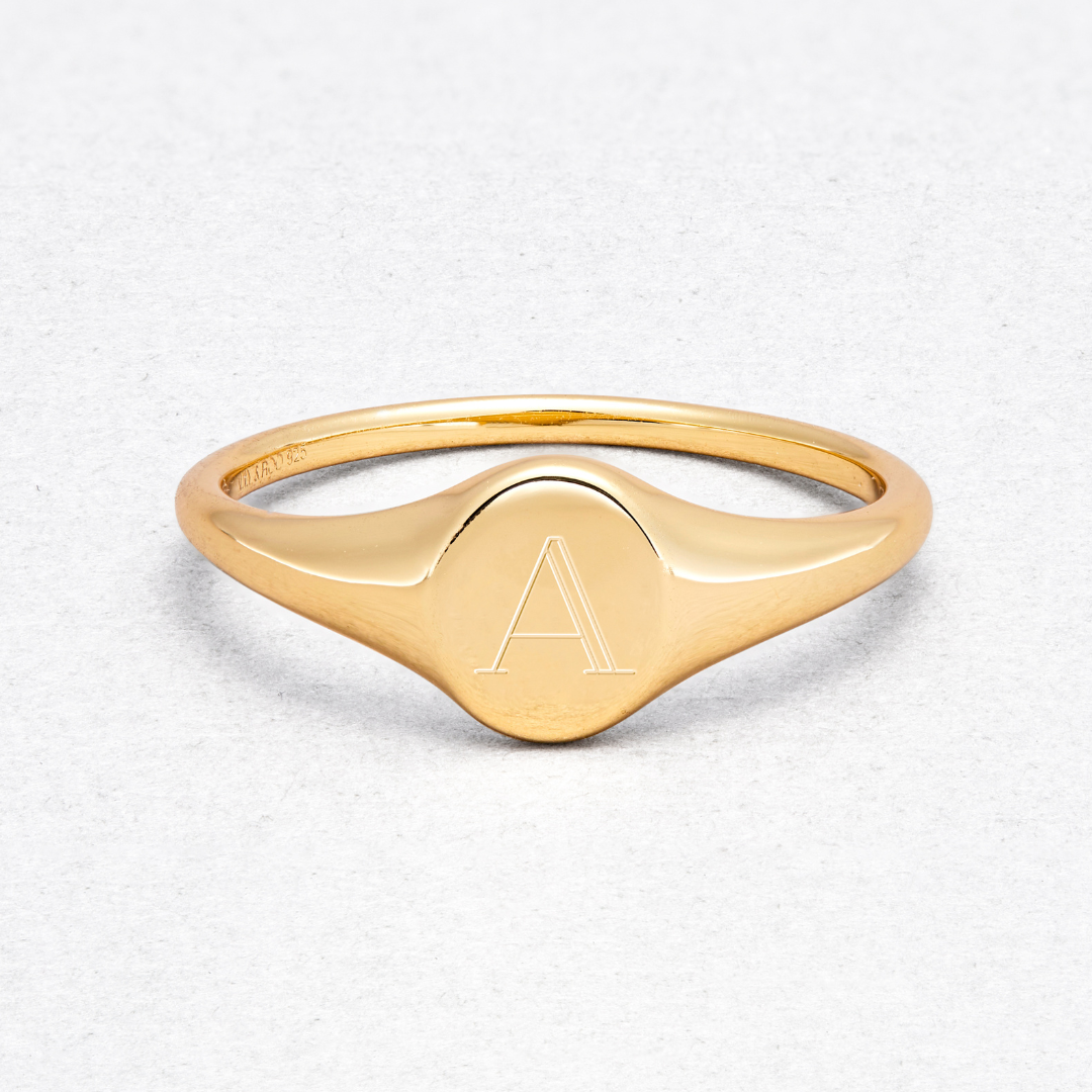 Gold Small Personalised Signet Ring