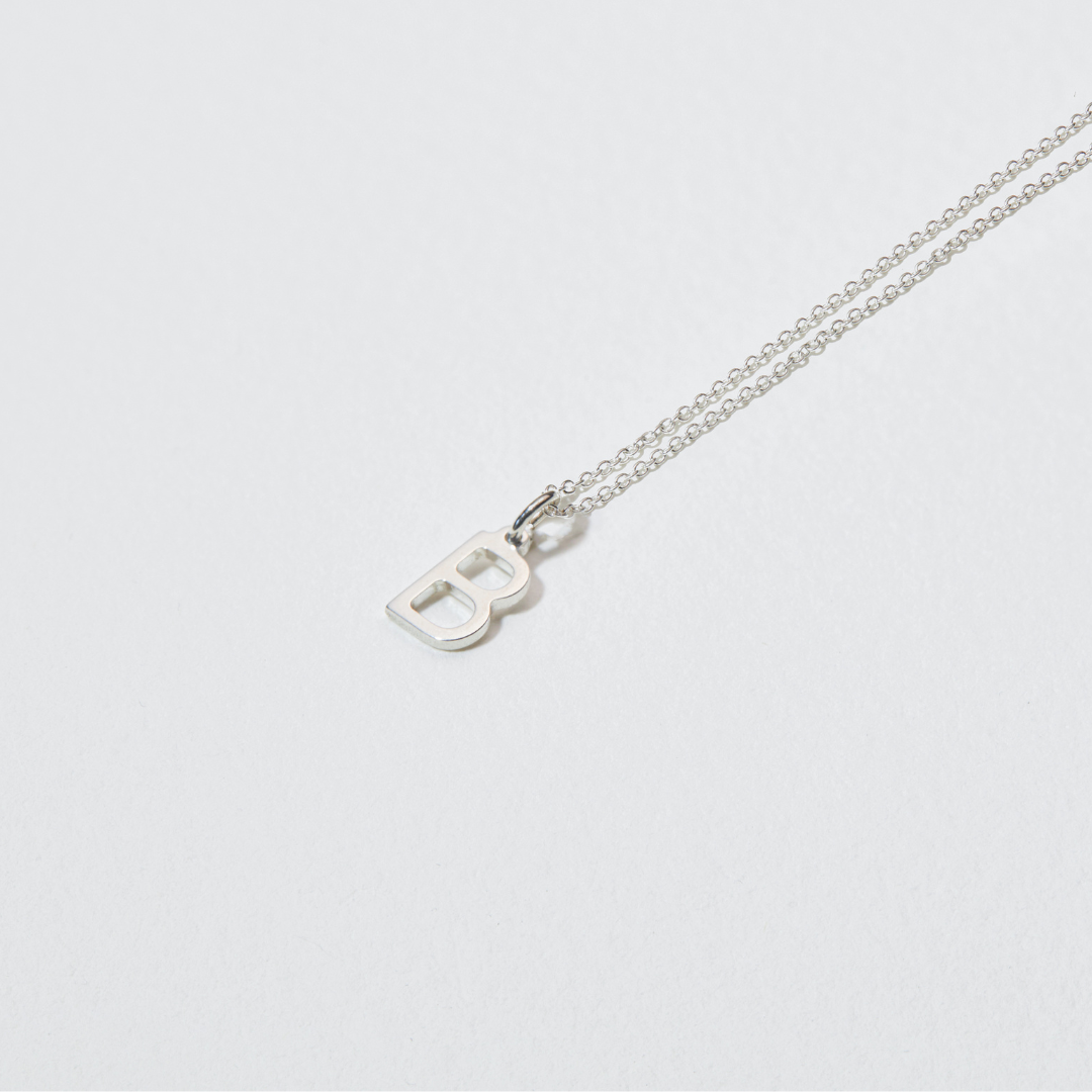 Solid White Gold Initial Letter Necklace