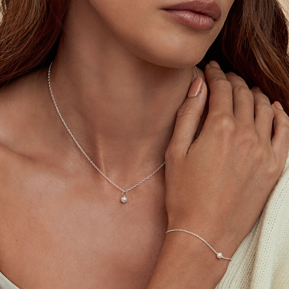Silver Single Pearl Necklace