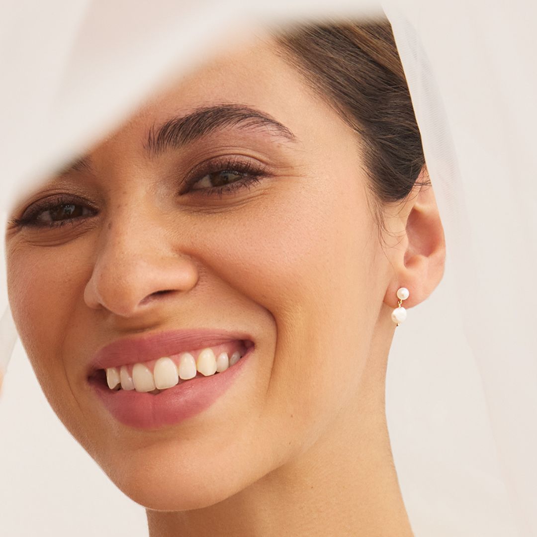 Gold Double Baroque Pearl Drop Stud Earrings