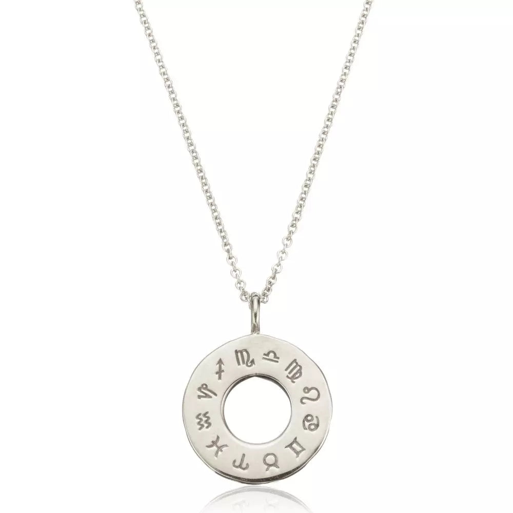 Silver zodiac birthstone necklace on a white background
