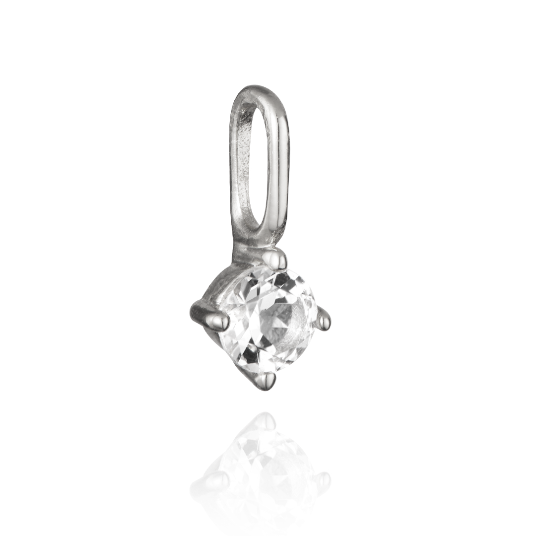 Solid White Gold Small Individual Birthstone Charm