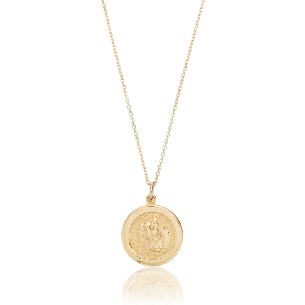 Solid Small Round St Christopher Medallion Necklace