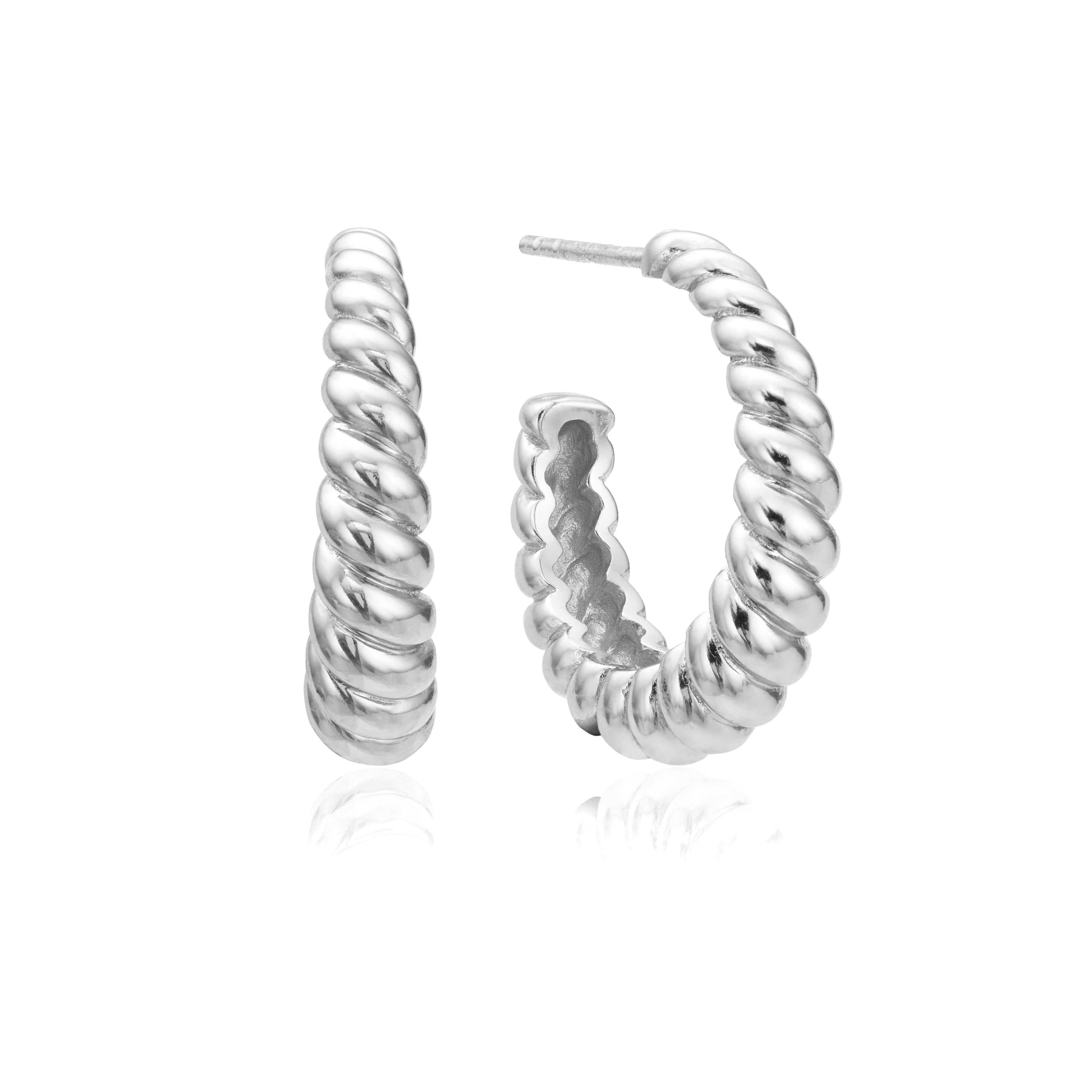 Silver Large Twisted Rope Hoop Earrings