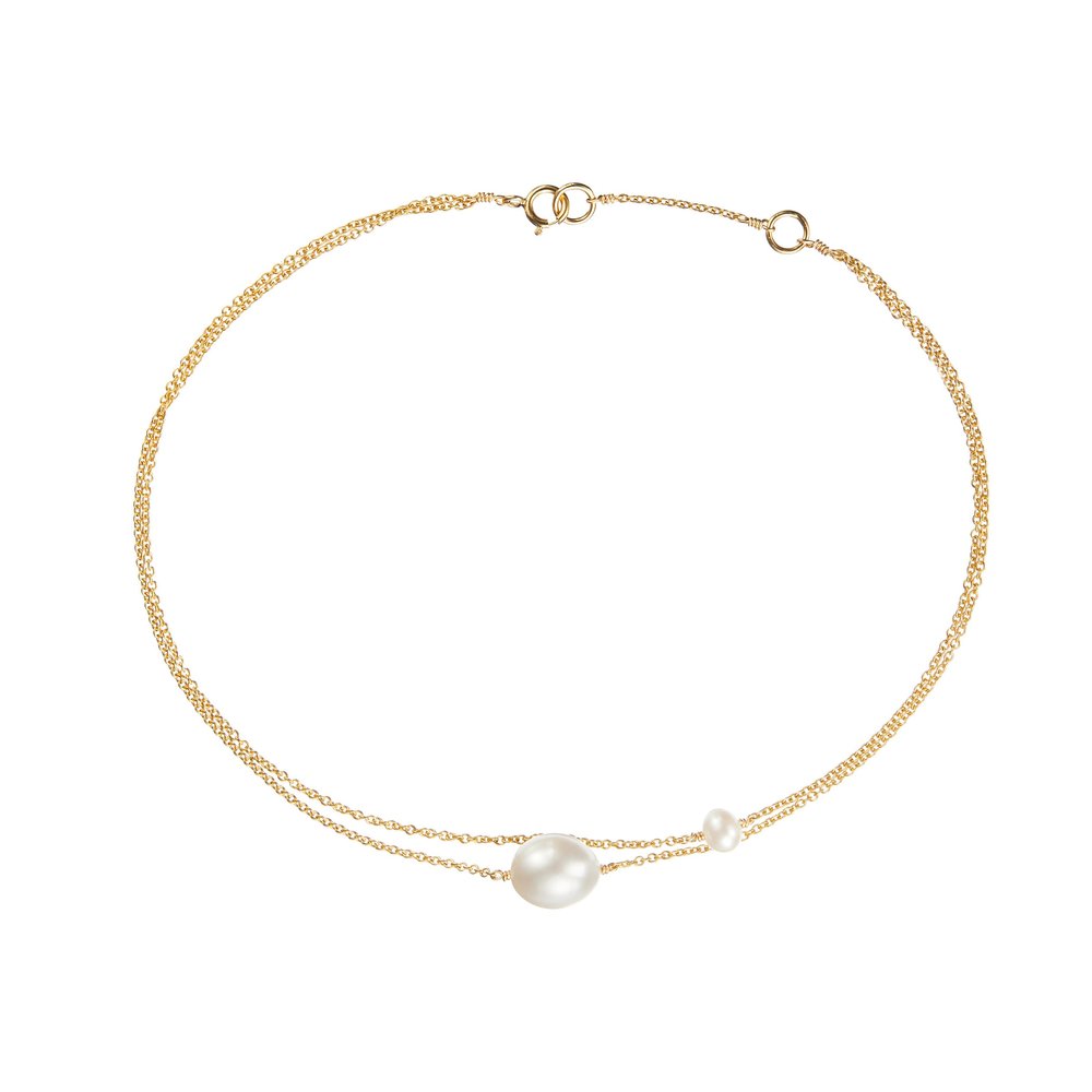 Layered Large Small Pearl Anklet