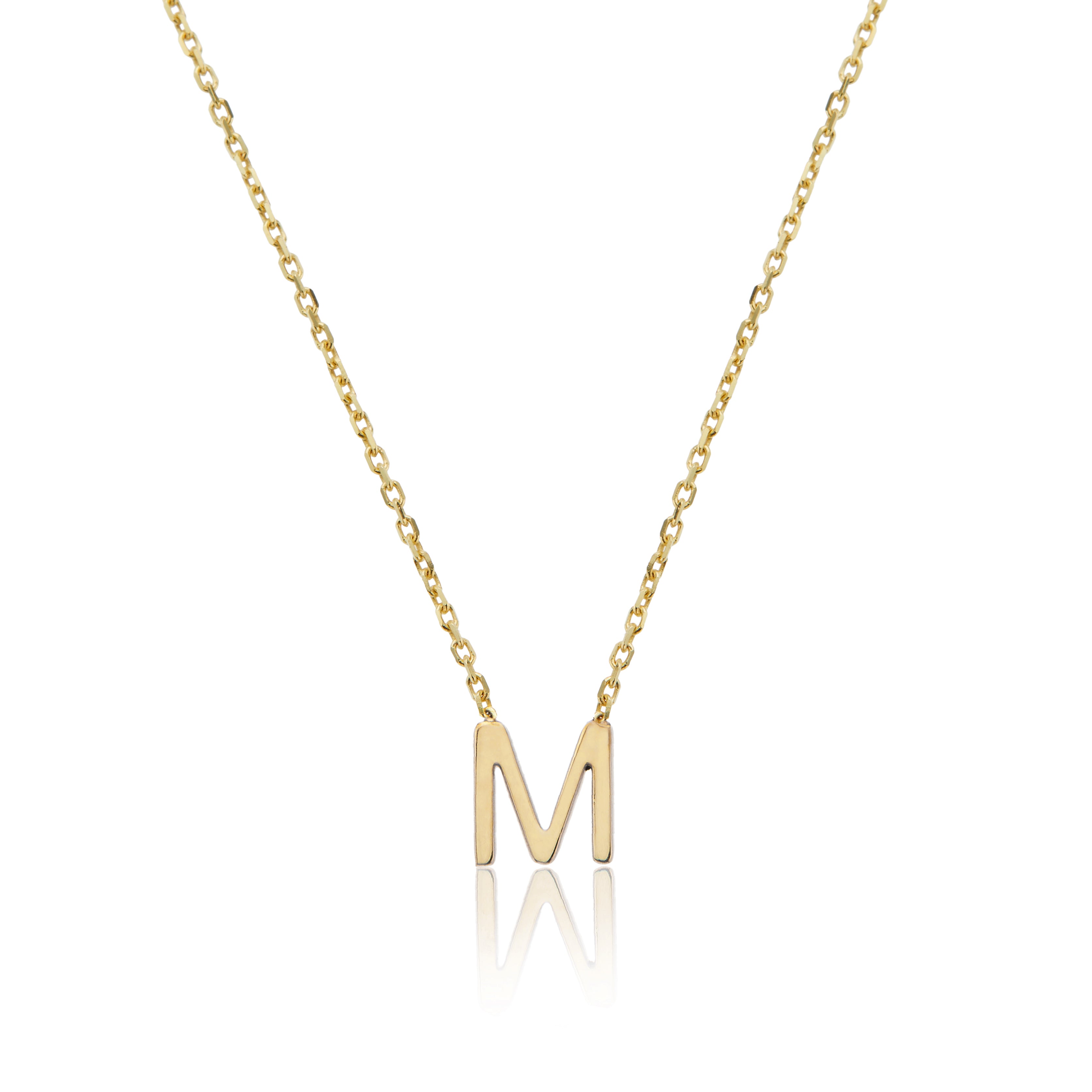 Solid Gold Miniature Initial Letter Necklace