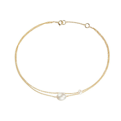 Gold Layered Large and Small Pearl Anklet
