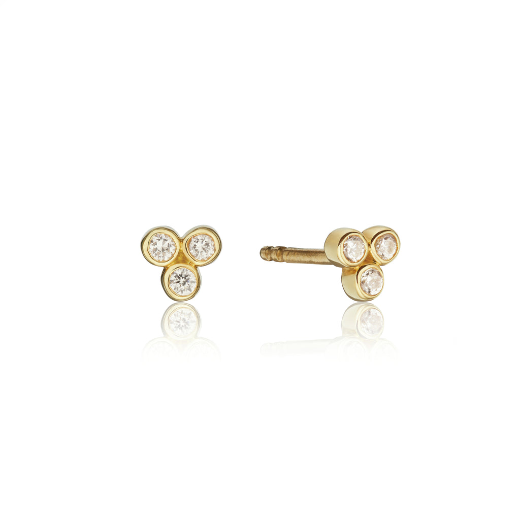 Gold Diamond Style Pyramid Stud Earrings