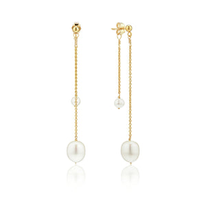 Gold Layered Large and Small Pearl Earrings – Lily & Roo