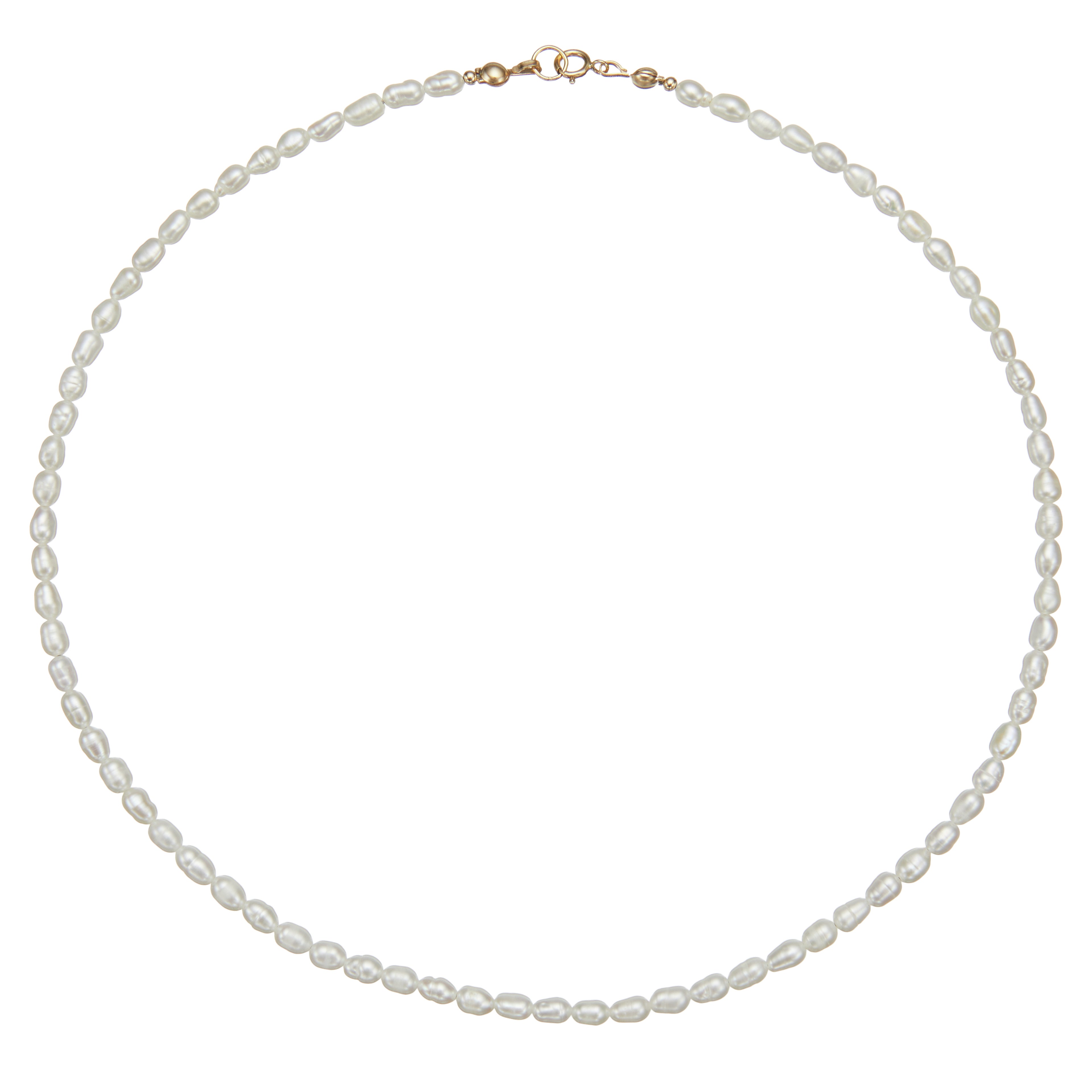 Gold seed pearl choker on a white background
