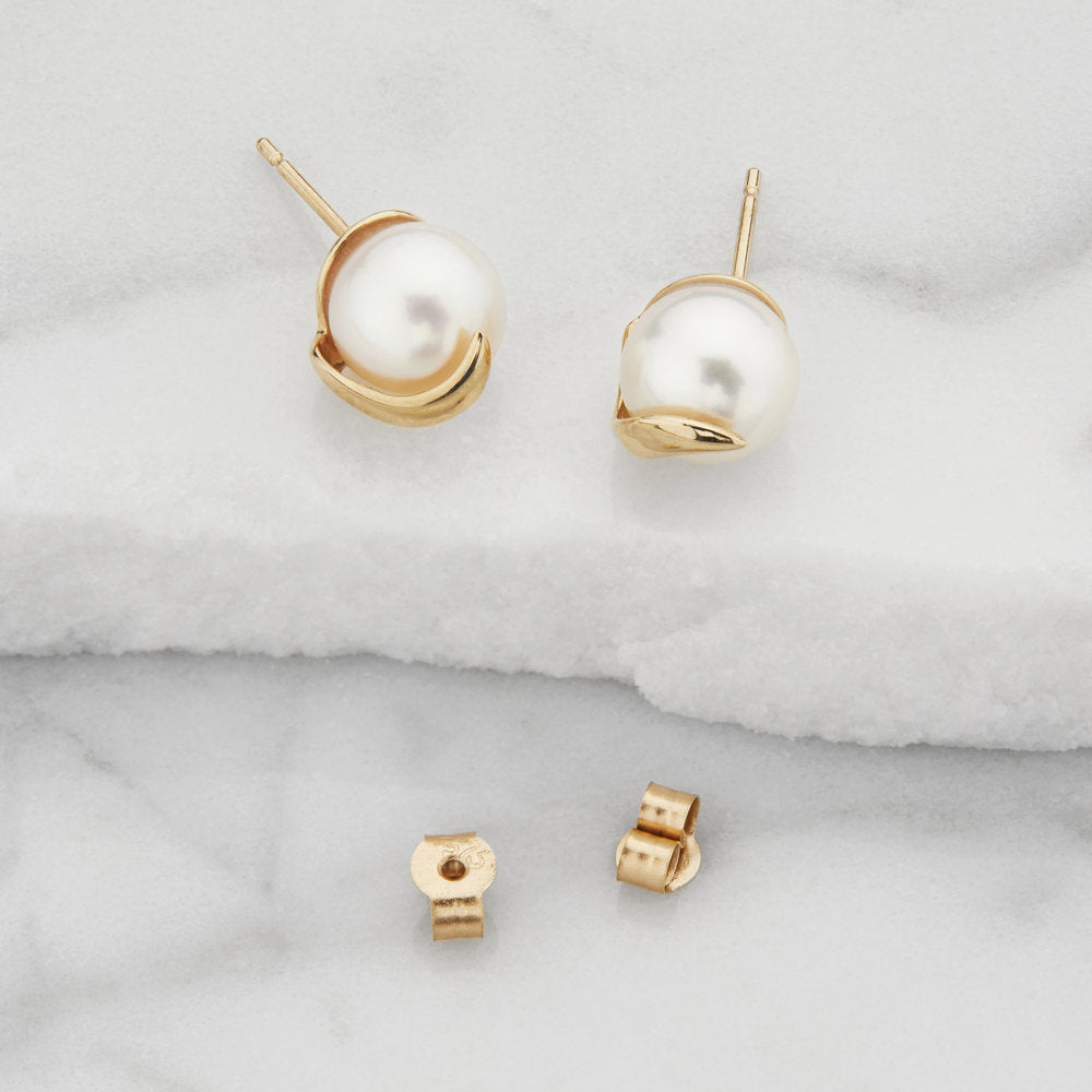 Solid Gold Pearl Studs