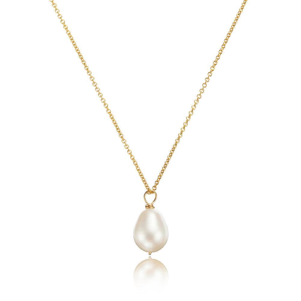 LILY & ROO Gold Large Single Pearl Necklace