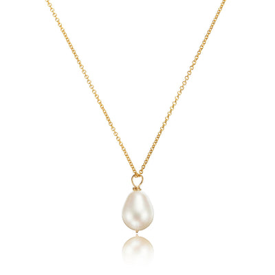 Gold Large Single Pearl Necklace – Lily & Roo