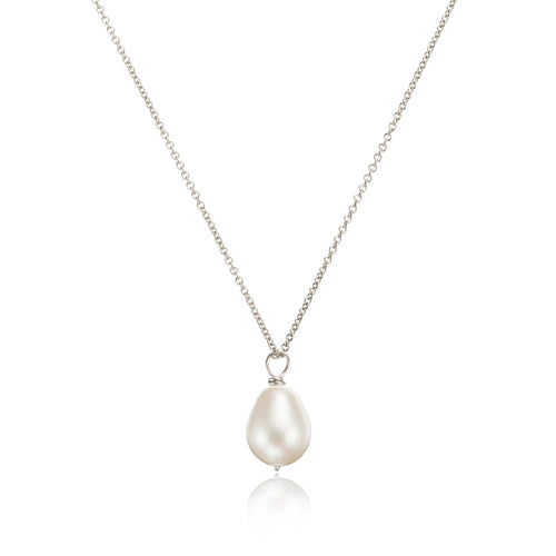 Silver Large Single Pearl Necklace – Lily & Roo