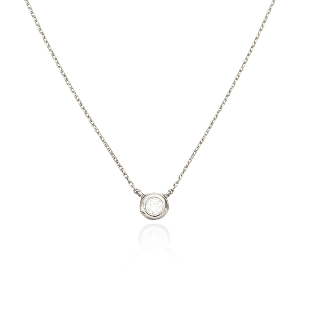 Solid White Gold Floating Diamond Necklace