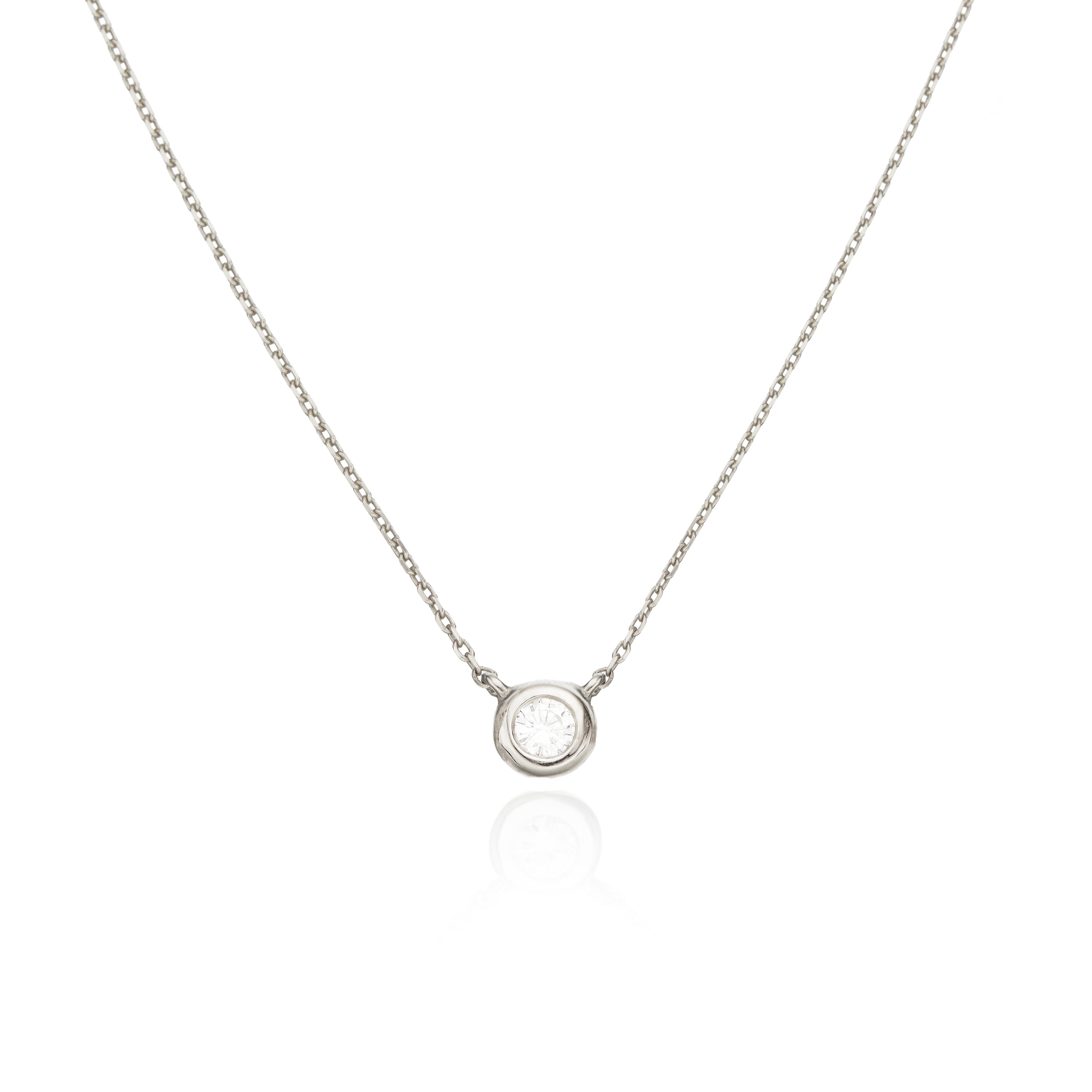 Solid White Gold Floating Diamond Necklace