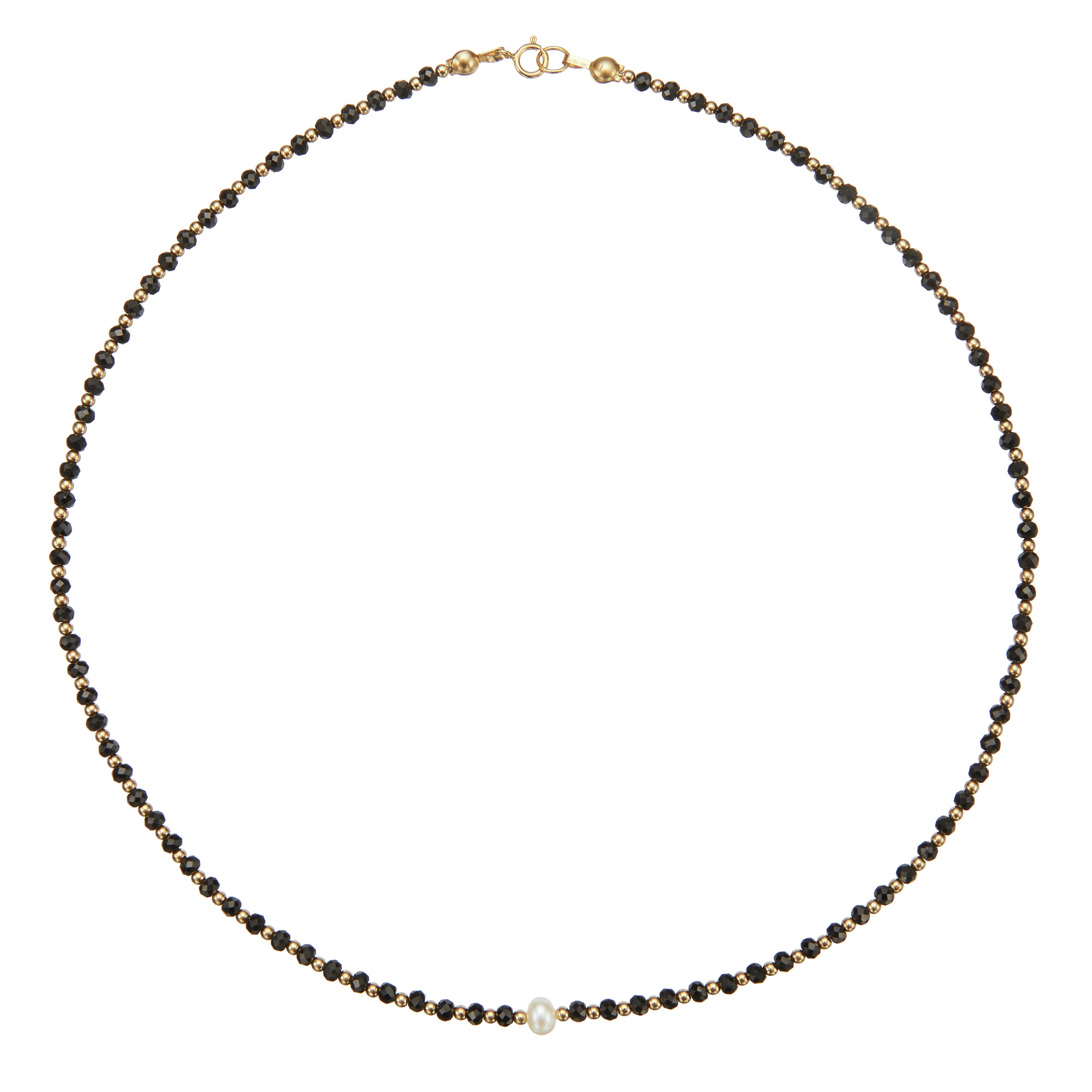 Gold spinel gemstone choker on a white background